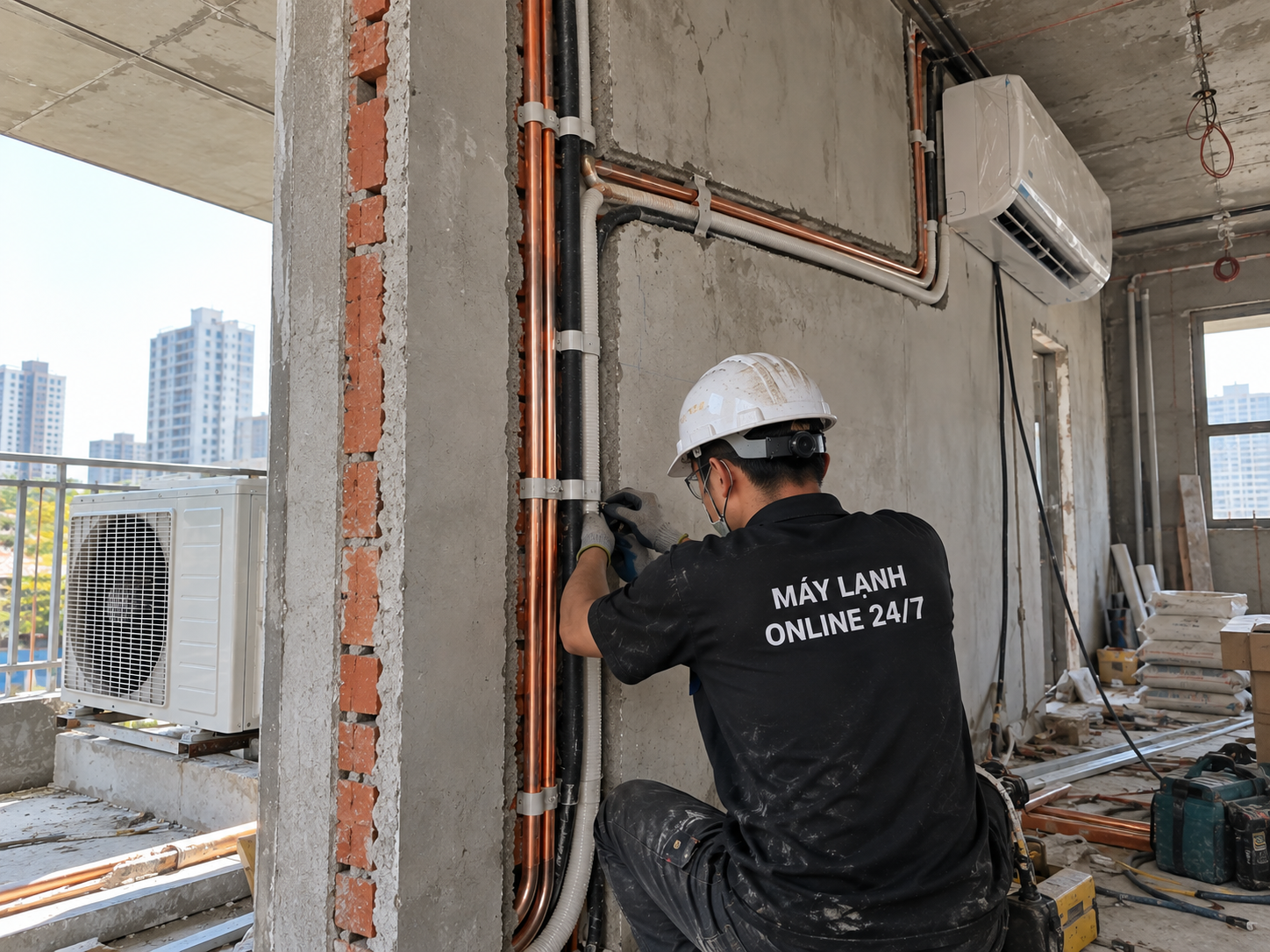 Thi Công Ống Đồng Máy Lạnh Âm Tường Chi Phí Thực Tế Bao Nhiêu?